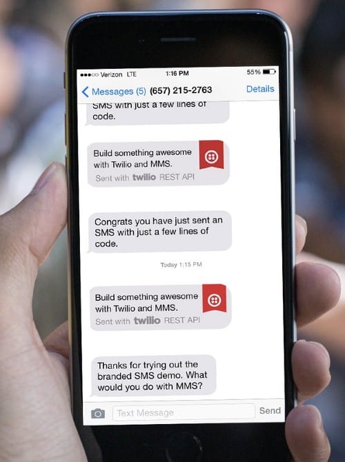 Twilio offers a custom text messaging solution.