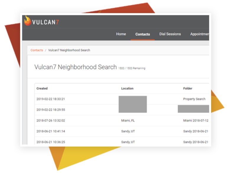 Screenshot of Vulcan7 neighborhood search tool