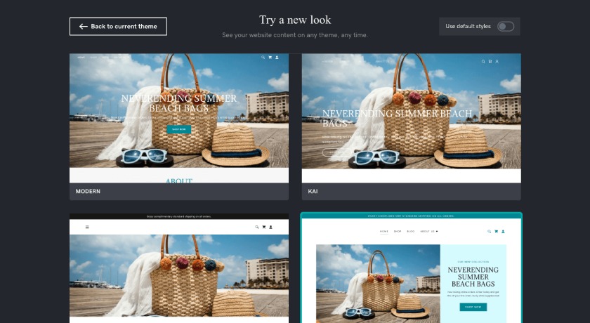 GoDaddy's website design layouts featuring orientations for text, images, and buttons.