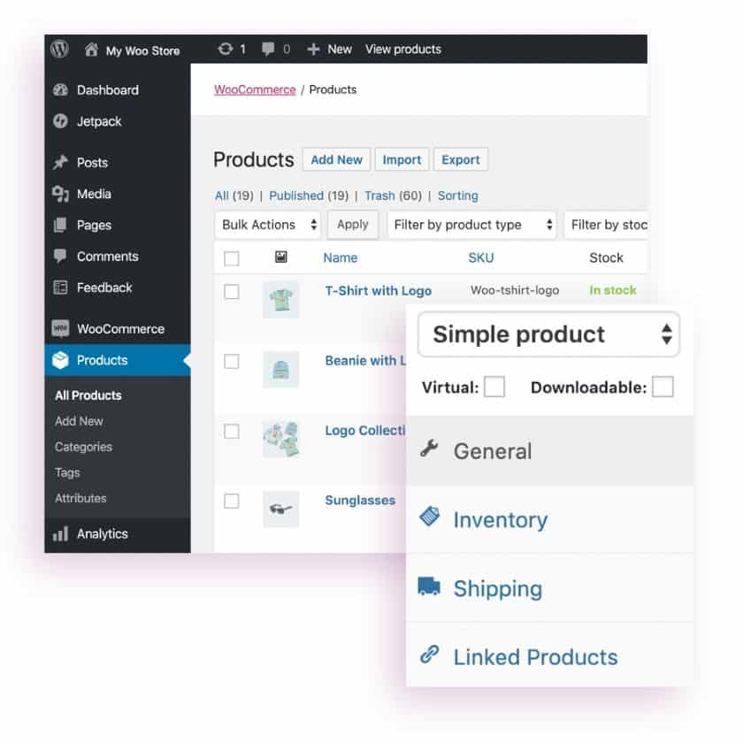 Screenshot of WooCommerce Product Management Options