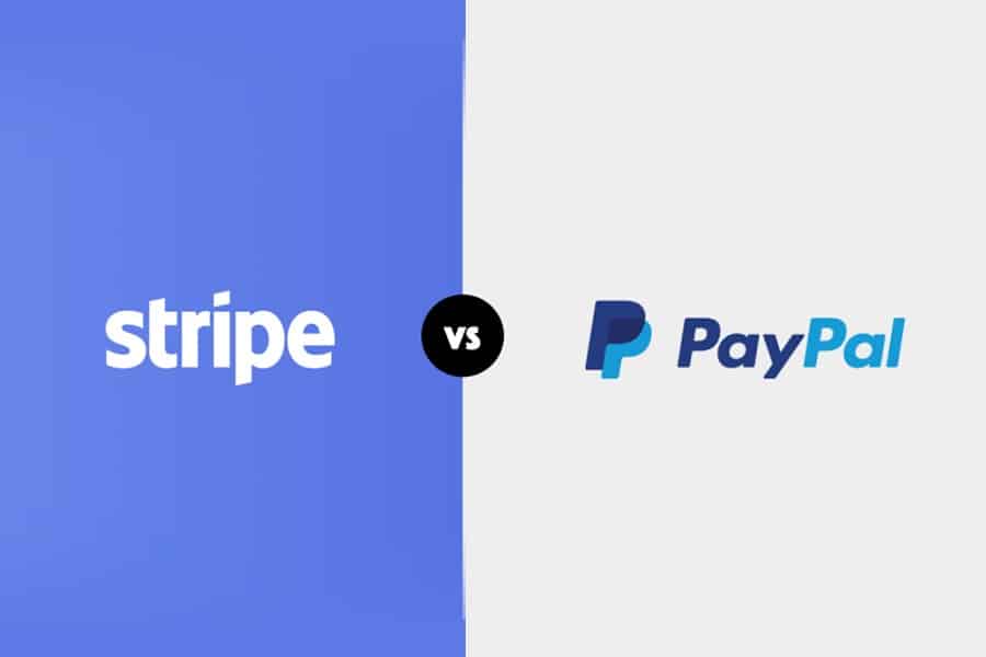 Stripe vs PayPal logo.