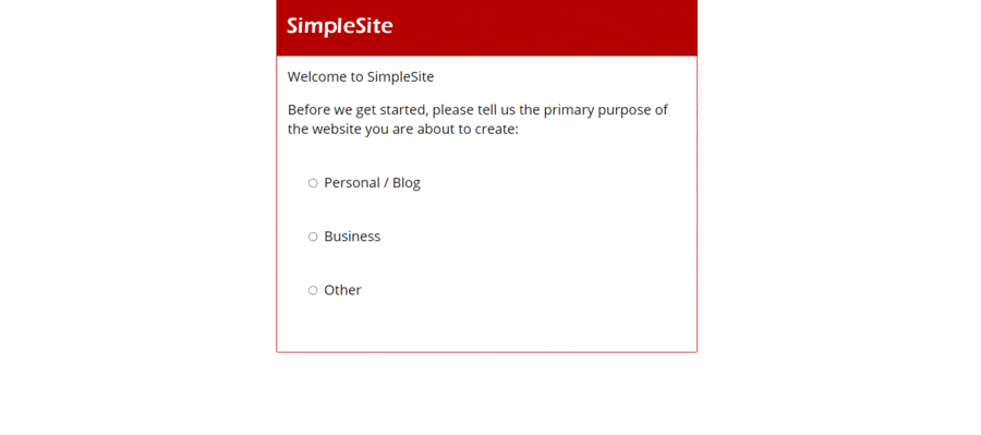 SimpleSite's website set-up demo
