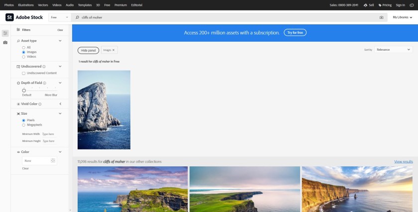 Adobe Stock search result on cliffs of moher photos