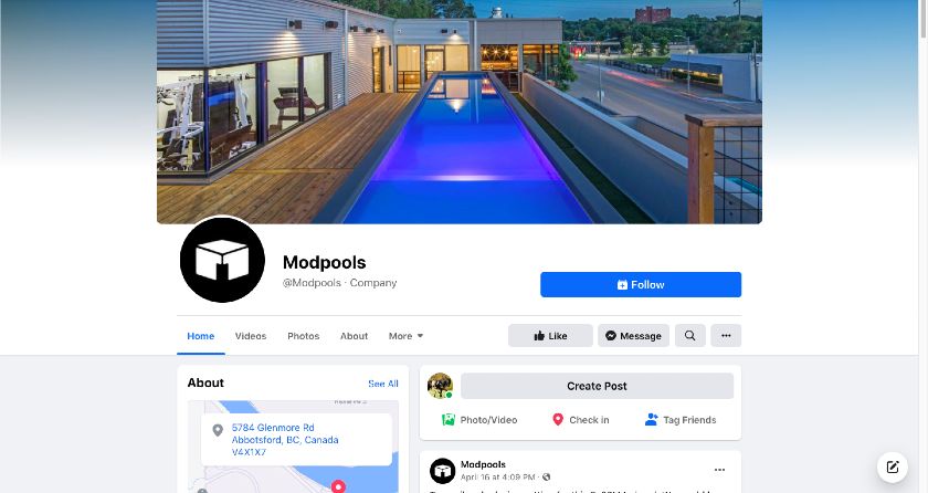 Showing ModPools Facebook page.