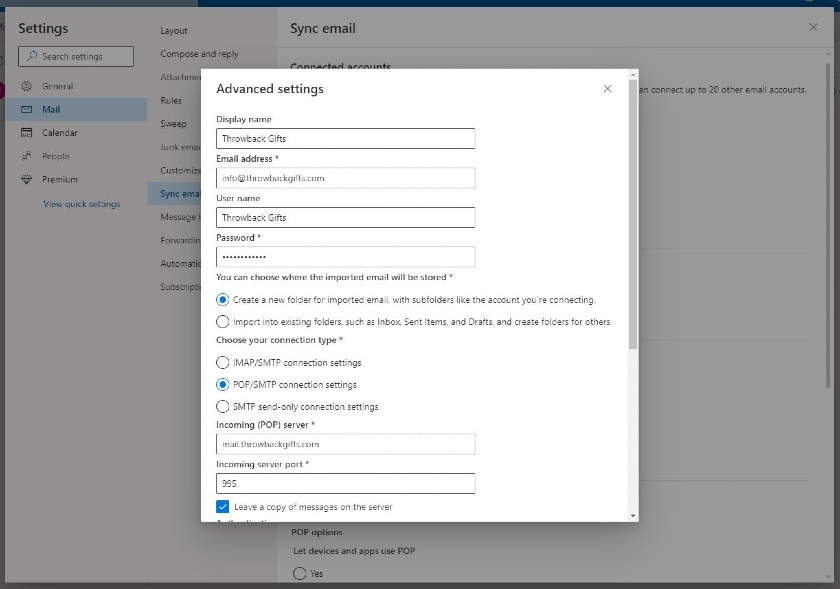 bluehost email settings outlook