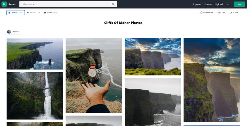 Pexels search result on cliffs of moher photos