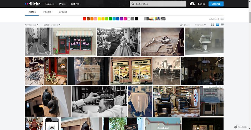 Searching images by color collection and pattern in flickr.
