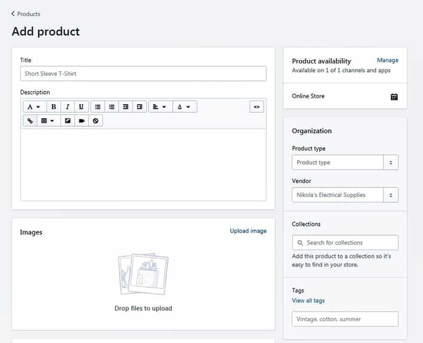 Adding products in your Shopify store.