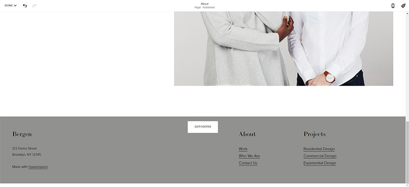 Squarespace edit footer section