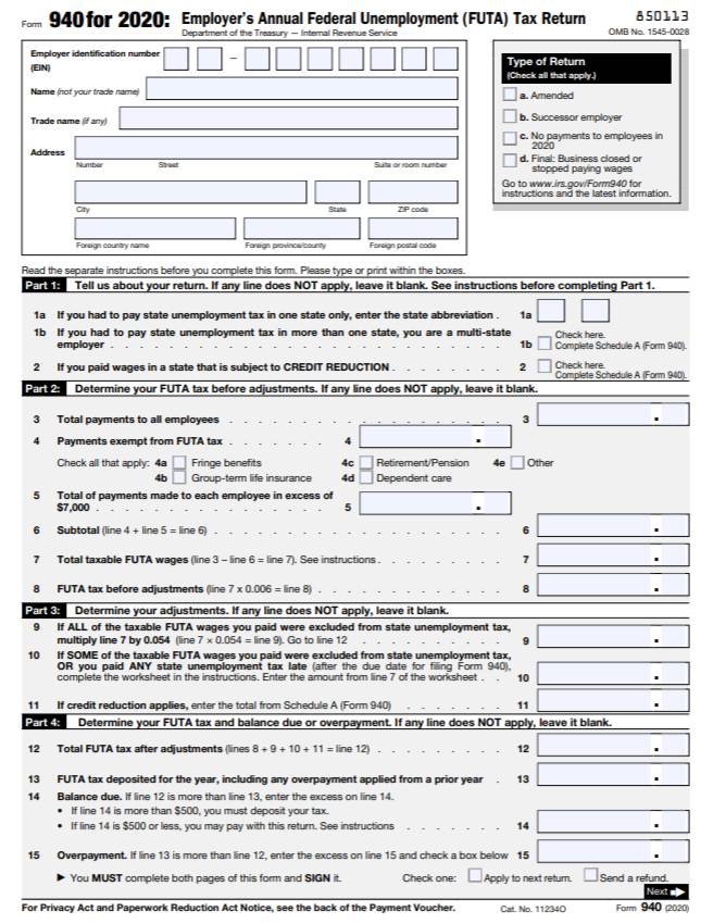 Futa Taxes And Form 940 Instructions