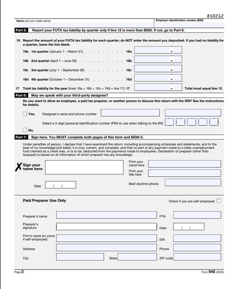 old year in form 940 checkmark payroll