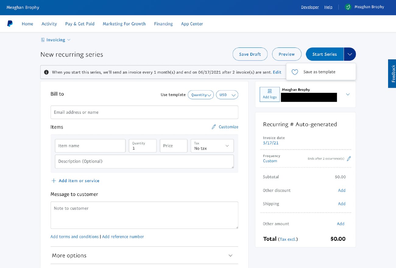 PayPal new recurring series.