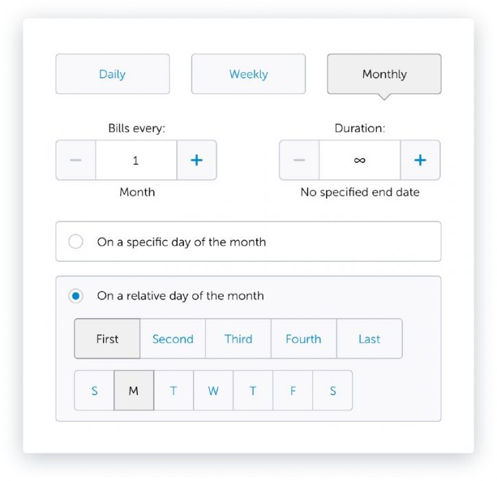 PaySimple software scheduling.