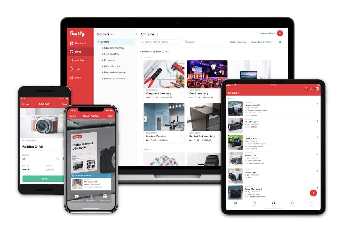 Screenshot of Sortly Free Inventory on Mobile Laptop and Tablet