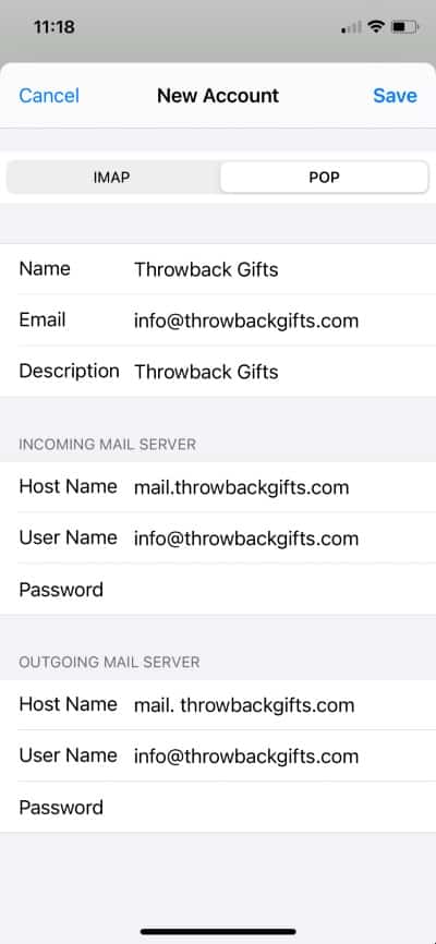 bluehost email settings for iphone