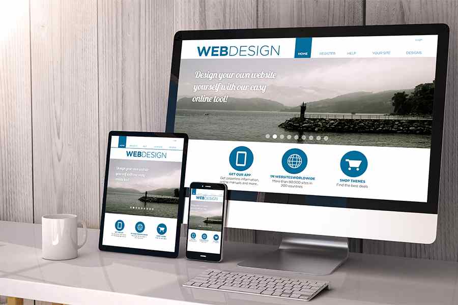 Web design homepage on computer, table and mobile phone