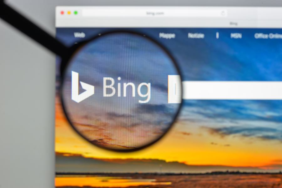Bing for business magnified search box.