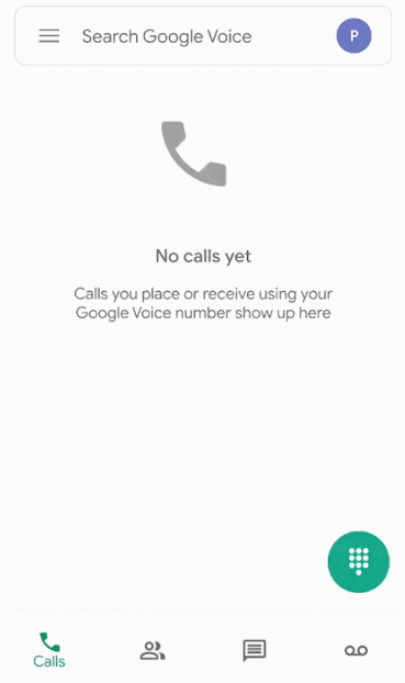 Making calls in Google Voice mobile app.