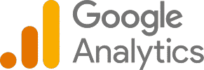 Google Analytics logo that links to the Google Analytics homepage in a new tab.