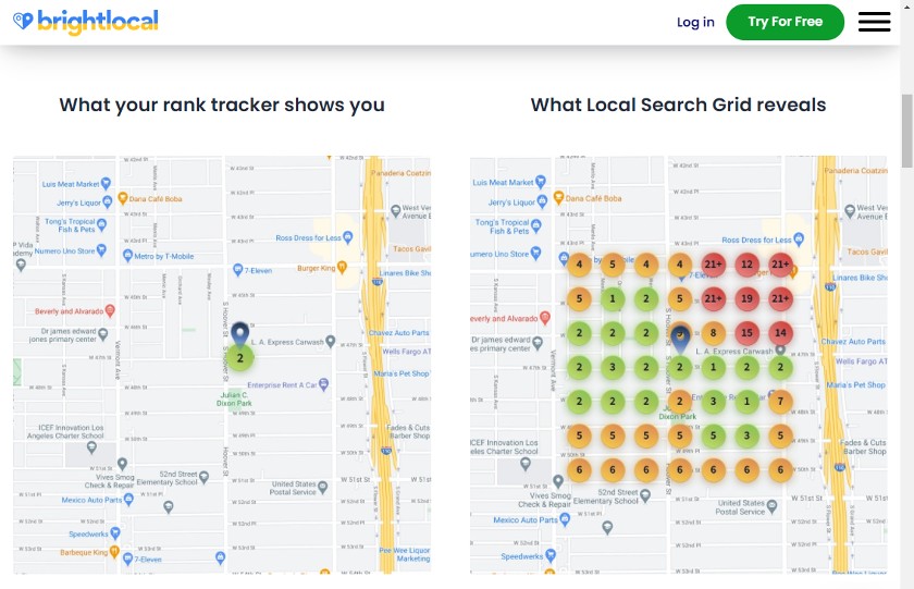 BrightLocal Local Search Grid rankings reporting