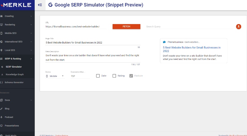 Merkle Google SERP simulator