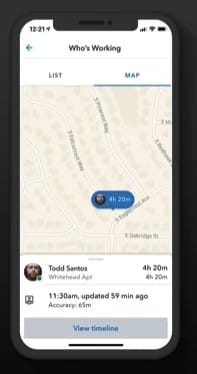 Screenshot of QuickBooks Time mobile app