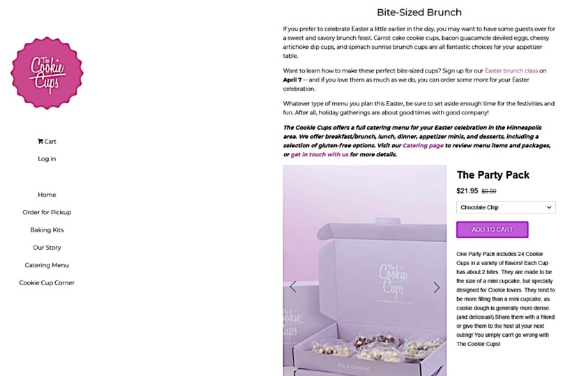 The Cookie Cups Blog small business website