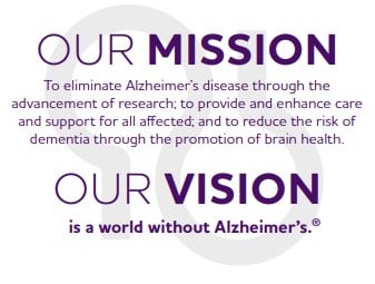 Screenshot of Alzheimer's Association Vision Statement