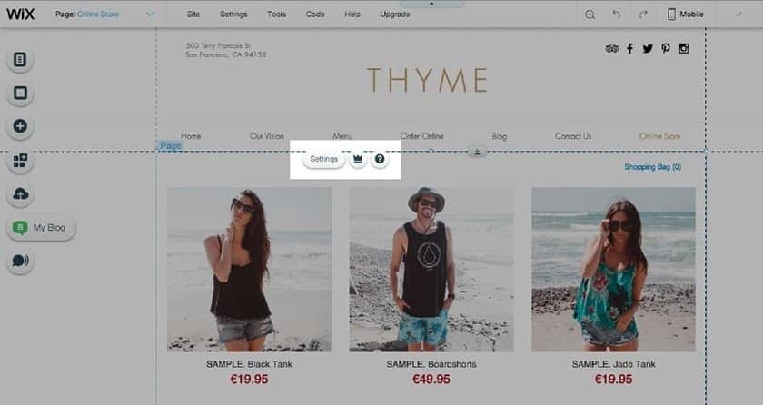 An Ecwid store being added to Wix website(Source: Ecwid.com)
