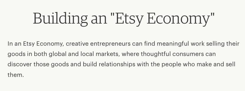 Screenshot of Etsy Vision Statement