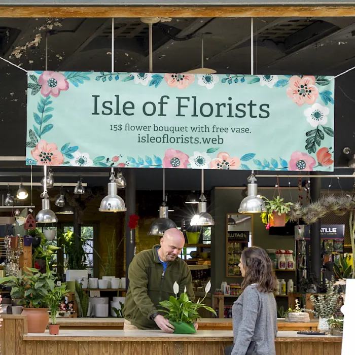 A sign from Vistaprint Isle of Florists
