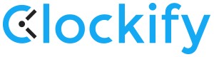 Clockify logo that links to the Clockify homepage in a new tab.