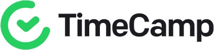 TimeCamp logo that links to the TimeCamp homepage in a new tab.