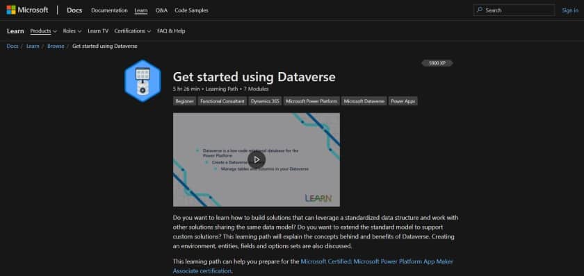 Get started using Dataverse