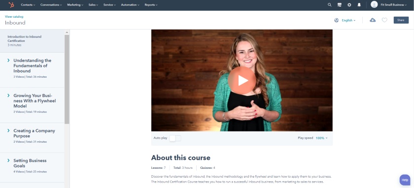 HubSpot Academy’s overview of the course video