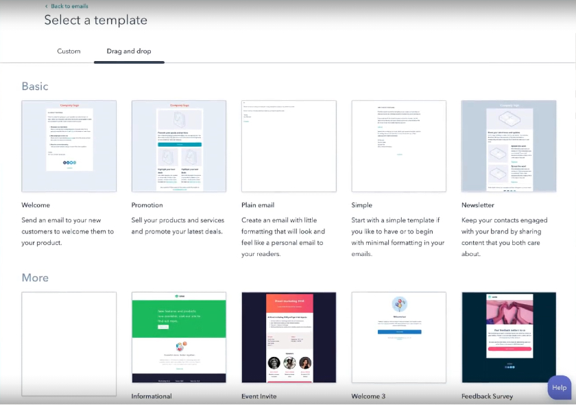 HubSpot email templates library