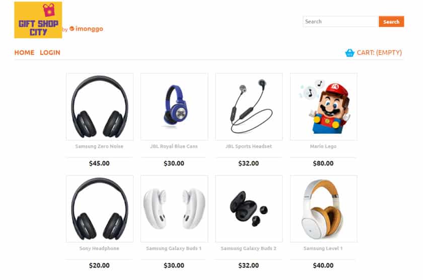 Screenshot of Imonggo online store sample