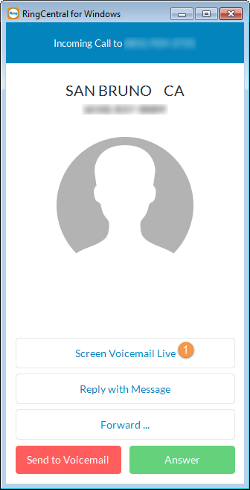 RingCentral voicemail screening.