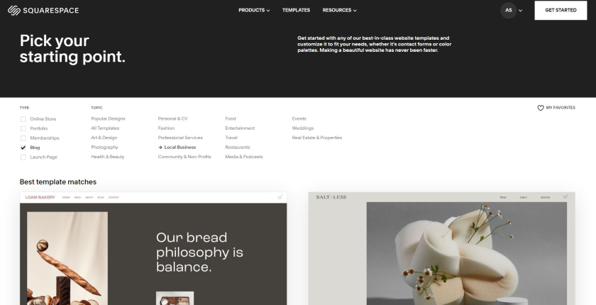 Squarespace starting point