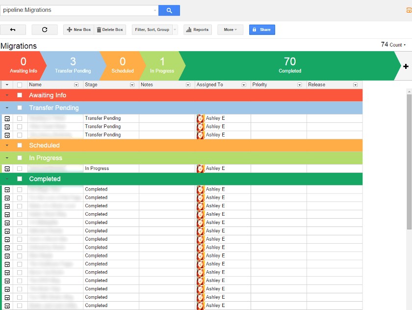 Streak client project organization.