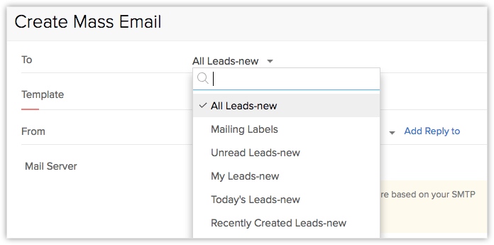 Zoho CRM creating mass email.