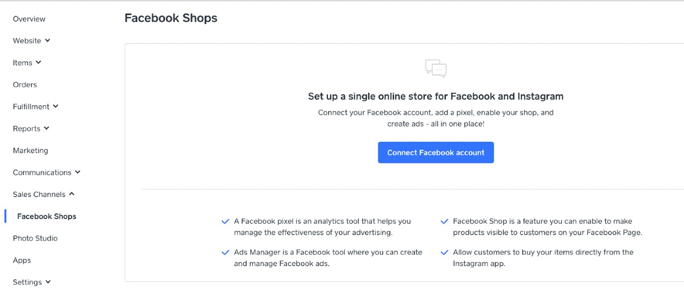 Screenshot of Connecting to a Facebook Account