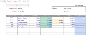 Screenshot of Daily Schedule Template