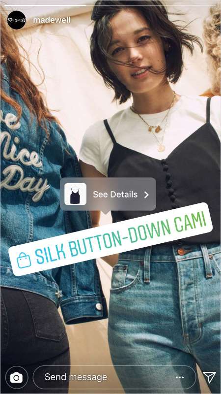 Screenshot of Product Sticker in an Instagram Story Example