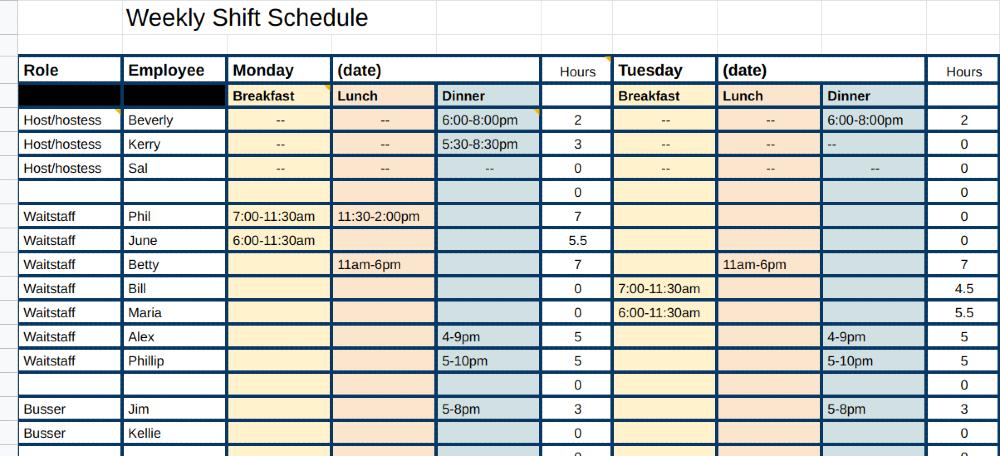 work schedule maker with limitations