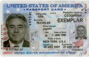 Screenshot of US Passport Card