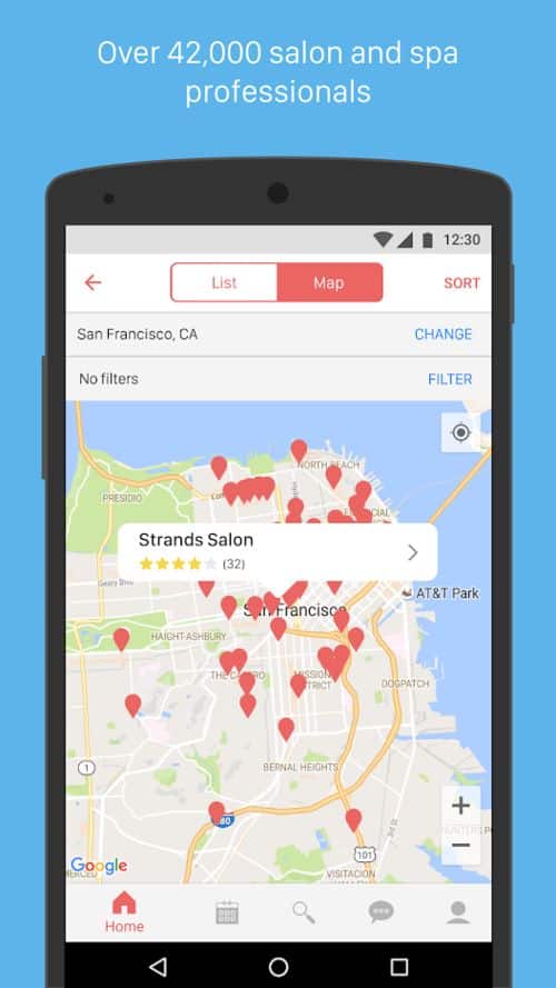 Screenshot of Vagaro Salon Locations on Mobile App
