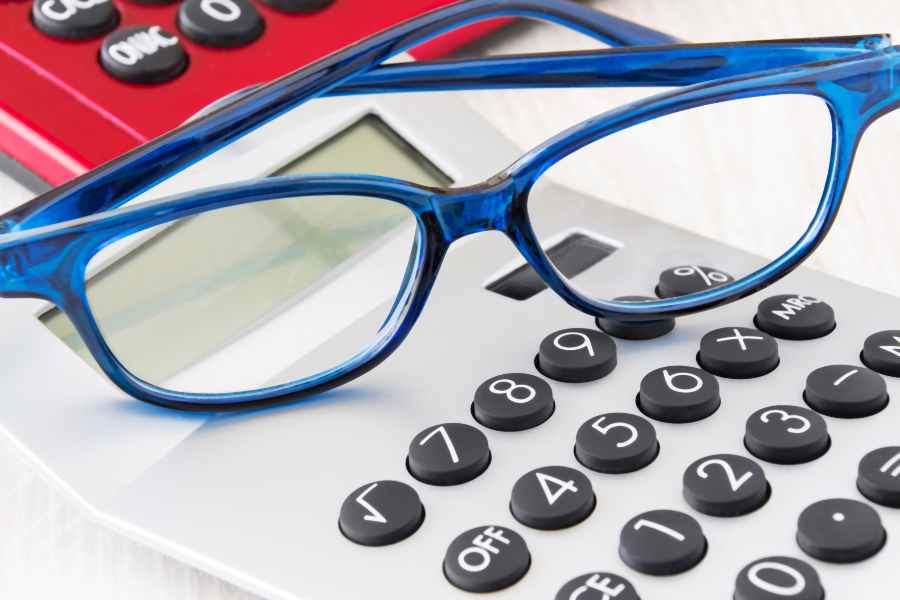 Eyeglasses And Calculator