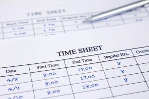 Showing an employee time sheet.