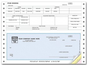 Customized check on bottom continuous paper